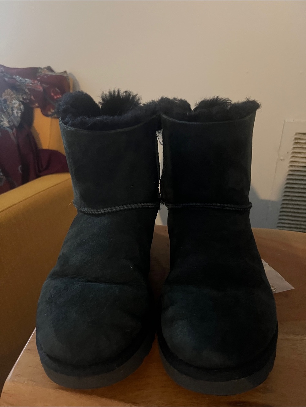 UGG Women's Short Bailey Bow Mini Winter Boots in Black Suede